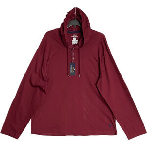 Polo Ralph Lauren Hoodie Men's Large T-Shirt Hoodie Button Drawstring Red NEW